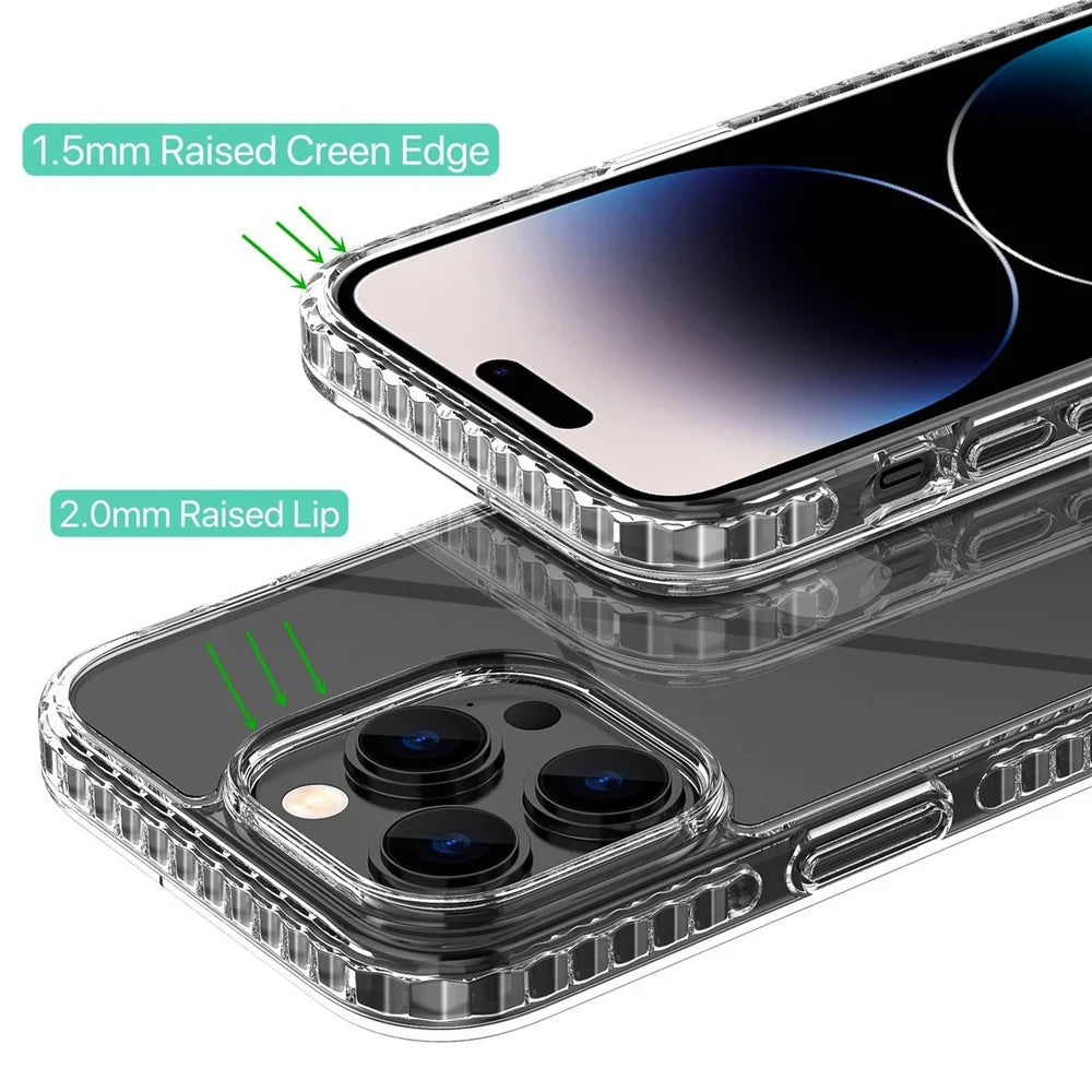 Cell Phone Case for iPhone 14 Pro, HD Clear Plastic+TPU Phone Back Cover Raised Lip Protection Hard Phone Shell - 4