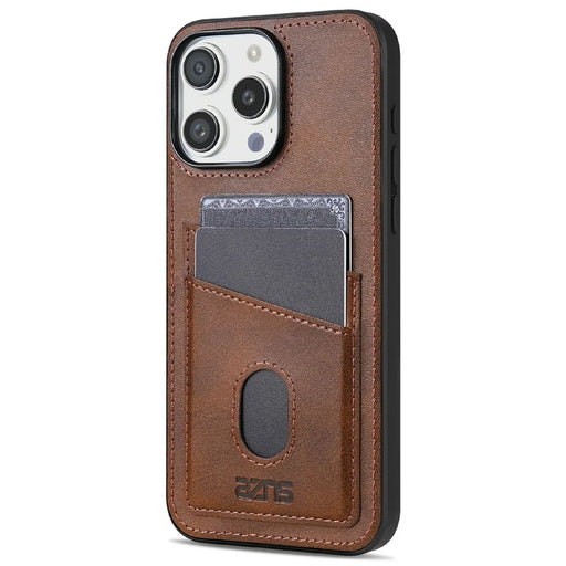 AZNS K1 Series For iPhone 16 Pro Case Calf Texture Anti-Drop PU+TPU Phone Cover with 2 Card Slot - Coffee - 2