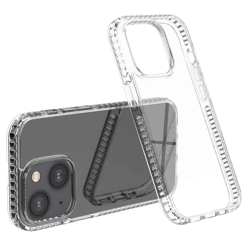 For iPhone 14 Plus Shockproof Plastic+TPU Crystal Clear Phone Back Shell Drop Protection Anti-slip Phone Case - 1