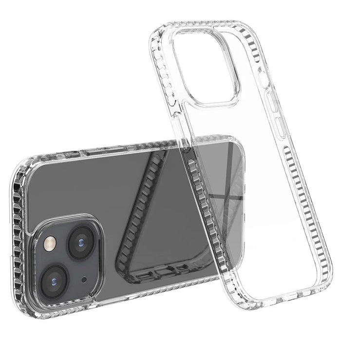 For iPhone 14 Plus Shockproof Plastic+TPU Crystal Clear Phone Back Shell Drop Protection Anti-slip Phone Case - 1