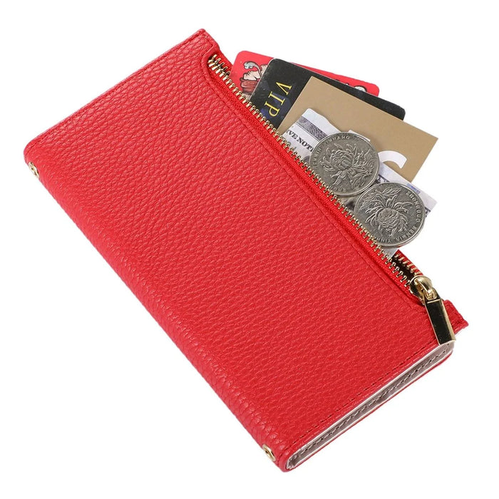 For iPhone 11 6.1 inch Zipper Pocket Design Litchi Texture Phone Case, PU Leather Flip Cover Foldable Stand Wallet with Strap - Red - 4