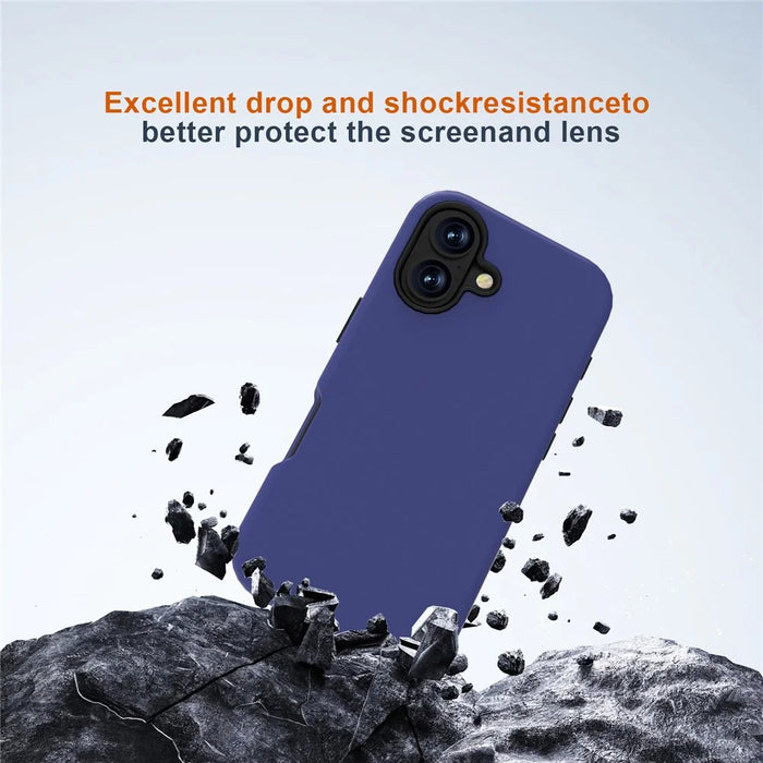 GW03 For iPhone 16 Case TPU + PC Phone Cover Dual Layer Shockproof - Navy Blue - 3