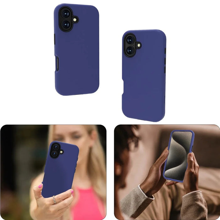 GW03 For iPhone 16 Case TPU + PC Phone Cover Dual Layer Shockproof - Navy Blue - 4