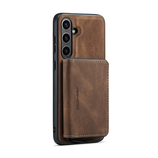CASEME For Samsung Galaxy S24 FE Case JEEHOOD J02 Detachable 2-in-1 Leather Coated TPU Phone Cover with Kickstand Zipper Wallet - Brown - 2
