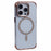 JAUCASE For iPhone 16 Pro Max Clear Case Compatible with MagSafe Lens Frame Kickstand PC+TPU Phone Cover - Gold - 1