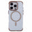 JAUCASE For iPhone 16 Pro Max Clear Case Compatible with MagSafe Lens Frame Kickstand PC+TPU Phone Cover - Gold - 3