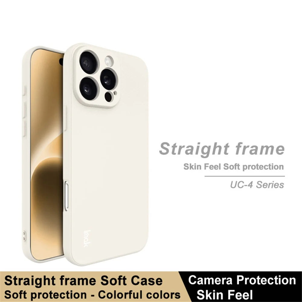 IMAK UC-4 Series for iPhone 16 Pro Max TPU Case Soft Phone Cover Straight Edge - White - 2