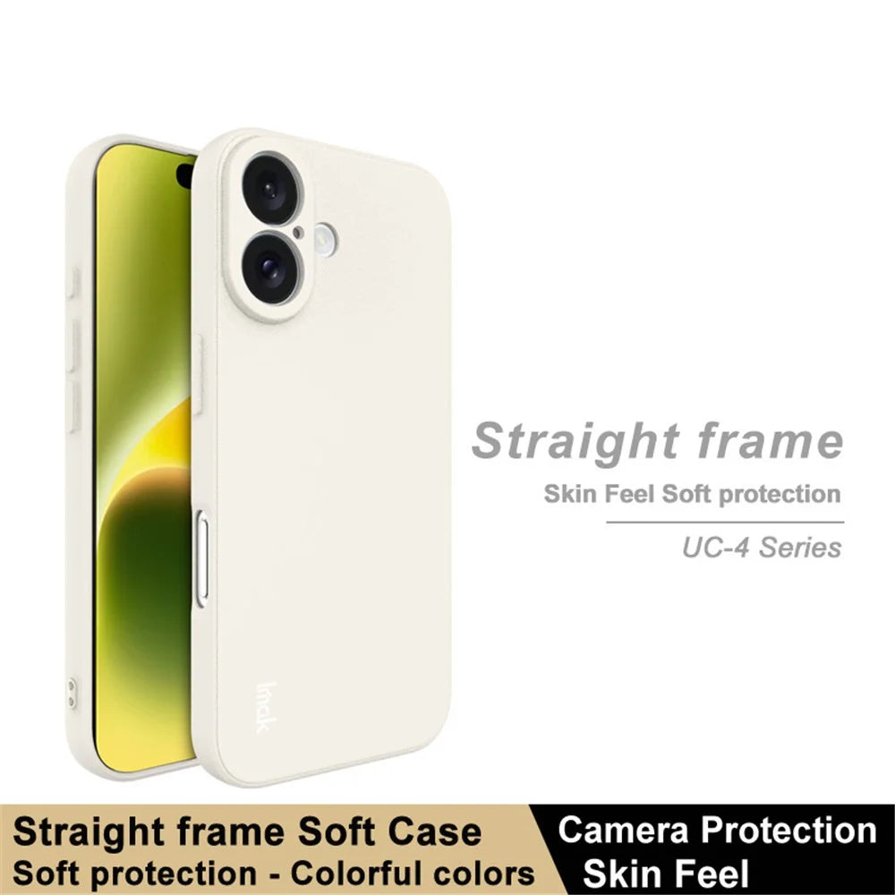 IMAK UC-4 Series for iPhone 16 TPU Case Soft Phone Cover Straight Edge - White - 2