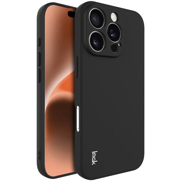 IMAK UC-4 Series for iPhone 16 Pro TPU Case Soft Phone Cover Straight Edge - Black - 1