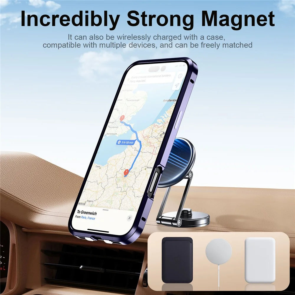 For iPhone 16 Pro Max Magnetic Case Kickstand Alloy+Acrylic Phone Cover with Aromatherapy Tablet - Purple - 3