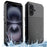 For iPhone 16 Plus Case Silicone+Metal Phone Cover with Tempered Glass Screen Protector - Black - 1