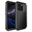 For iPhone 16 Pro Max Case Silicone+Metal Phone Cover with Tempered Glass Screen Protector - Black - 1