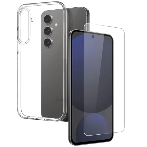 NORTHJO For Samsung Galaxy S25 TPU Phone Case+Tempered Glass Film (Support Fingerprint Unlock) - Transparent - 1