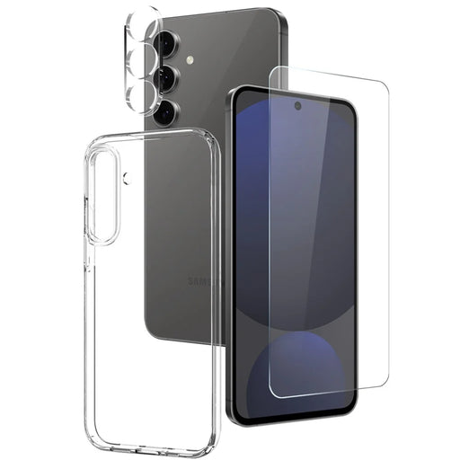 NORTHJO For Samsung Galaxy S25+ TPU Phone Case+Tempered Glass Film+Camera Lens Protector (Support Fingerprint Unlock) - 1