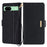 For Google Pixel 8a Leather Wallet Case RFID Blocking Stand Cover with Hand Strap - Black - 1