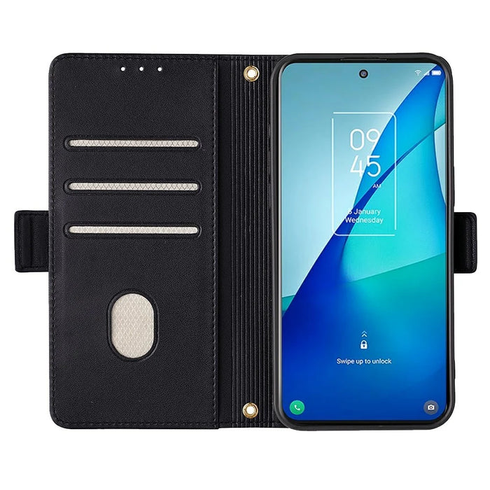 For Google Pixel 8a Leather Wallet Case RFID Blocking Stand Cover with Hand Strap - Black - 2