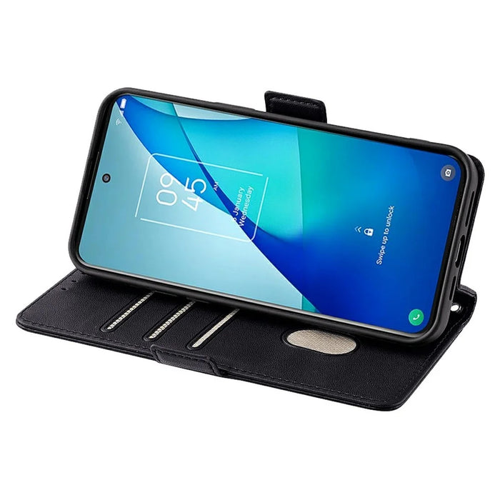 For Google Pixel 8a Leather Wallet Case RFID Blocking Stand Cover with Hand Strap - Black - 3