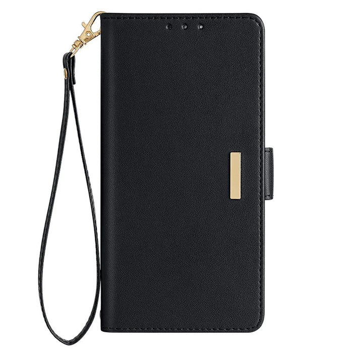 For Google Pixel 8a Leather Wallet Case RFID Blocking Stand Cover with Hand Strap - Black - 7
