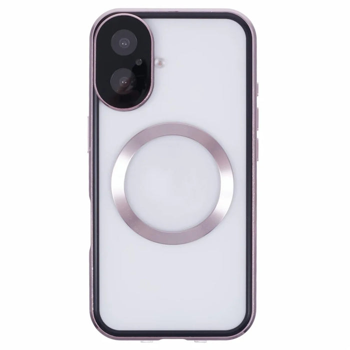 For iPhone 16 Plus Case Double Sides Tempered Glass Phone Cover Compatible with MagSafe Full Protector - Rose Gold - 2