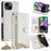 For iPhone 15 Leather Case Wallet Stand Cover Irregular Tail Style with Chain Strap - White - 1