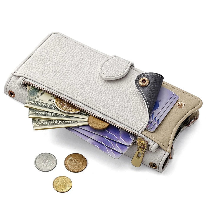 For Sony Xperia 1 IV 5G Leather Case Wallet Stand Cover Irregular Tail Style with Chain Strap - White - 4
