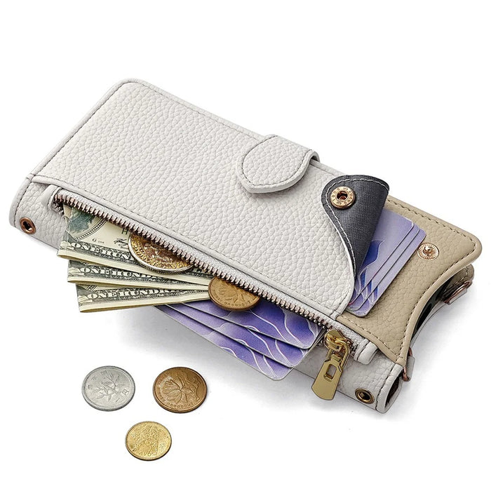 For OnePlus Ace 3 Pro 5G Leather Case Wallet Stand Cover Irregular Tail Style with Chain Strap - White - 4