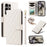 For Samsung Galaxy S25 Ultra Case Wallet Rhombus Leather Phone Cover with Shoulder Strap, Wrist Strap - White - 1