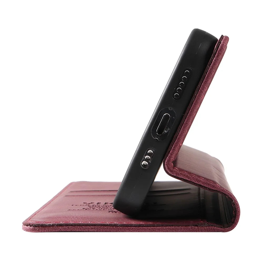 YIKATU YK-004 For Samsung Galaxy S25 Ultra Case Leather Skin-Touch Phone Cover Magnetic Auto-Absorbed - Wine Red - 5