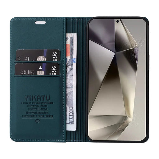 YIKATU YK-001 For Samsung Galaxy S25 Ultra Case Stand Leather Phone Cover Strong Magnetic Closure - Green - 2