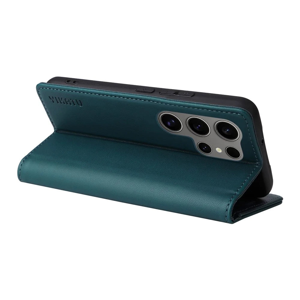 YIKATU YK-001 For Samsung Galaxy S25 Ultra Case Stand Leather Phone Cover Strong Magnetic Closure - Green - 4