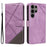 For Samsung Galaxy S25 Ultra Case Leather Geometric Line Wallet Phone Cover with Wrist Strap - Light Purple - 1