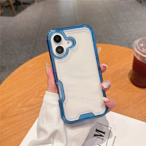 For iPhone 16 Case Detachable 2-in-1 TPU+PC Clear Drop-Proof Phone Cover - Blue - 1