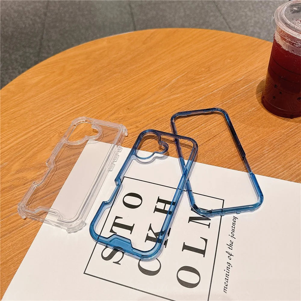 For iPhone 16 Case Detachable 2-in-1 TPU+PC Clear Drop-Proof Phone Cover - Blue - 2