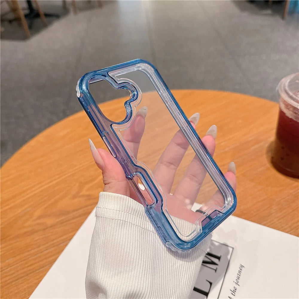 For iPhone 16 Case Detachable 2-in-1 TPU+PC Clear Drop-Proof Phone Cover - Blue - 3