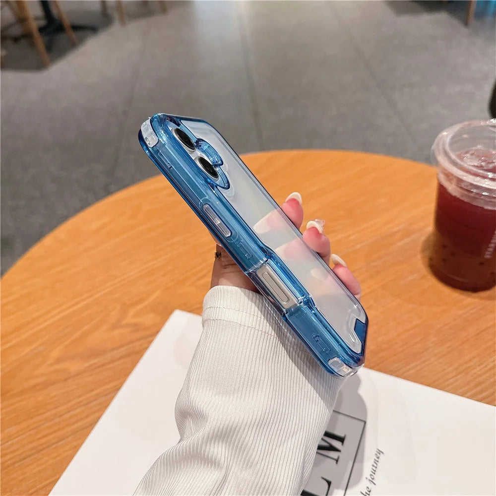 For iPhone 16 Case Detachable 2-in-1 TPU+PC Clear Drop-Proof Phone Cover - Blue - 4