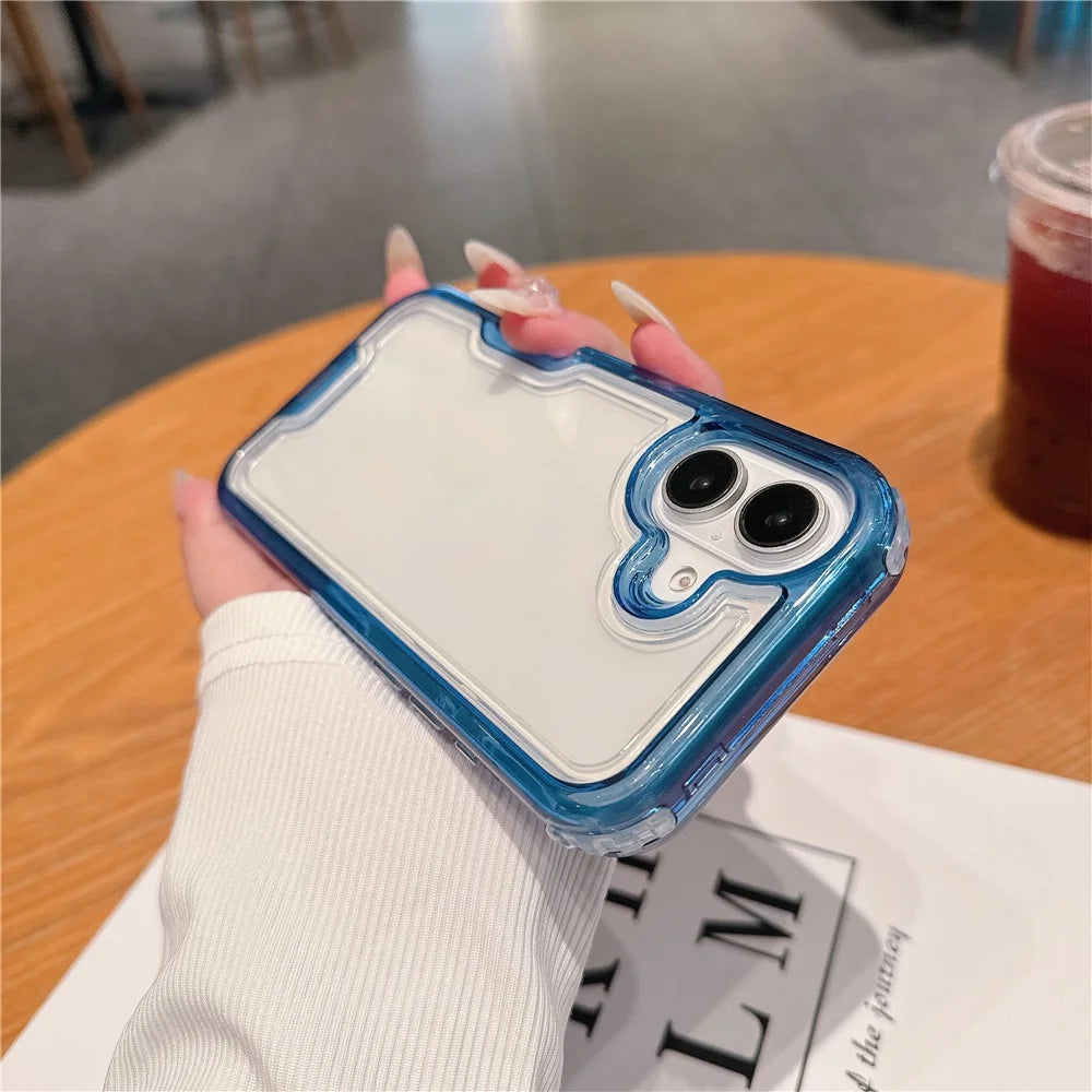 For iPhone 16 Case Detachable 2-in-1 TPU+PC Clear Drop-Proof Phone Cover - Blue - 5