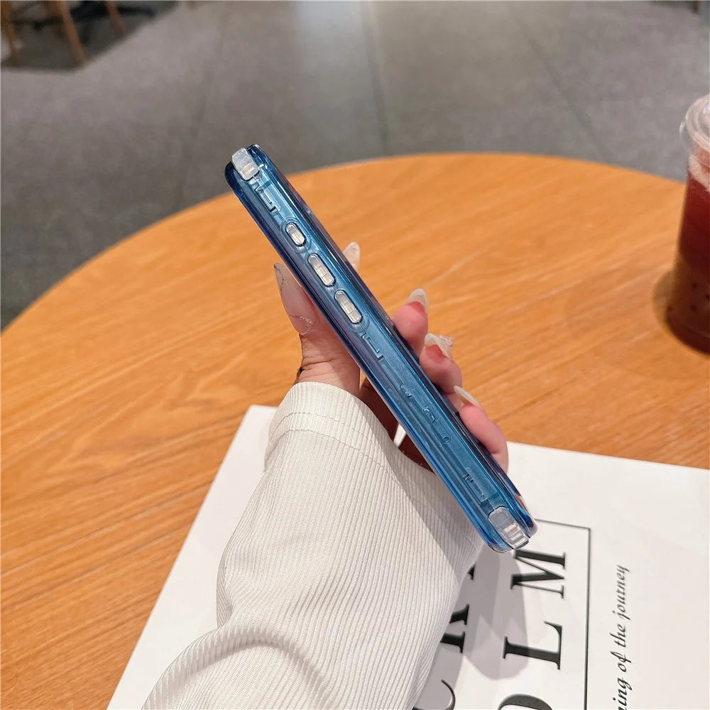 For iPhone 16 Case Detachable 2-in-1 TPU+PC Clear Drop-Proof Phone Cover - Blue - 7