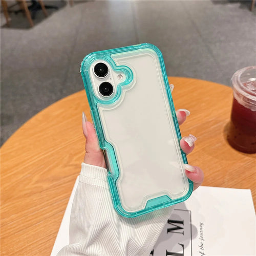 For iPhone 16 Plus Case Detachable 2-in-1 TPU+PC Clear Drop-Proof Phone Cover - Mint Green - 1