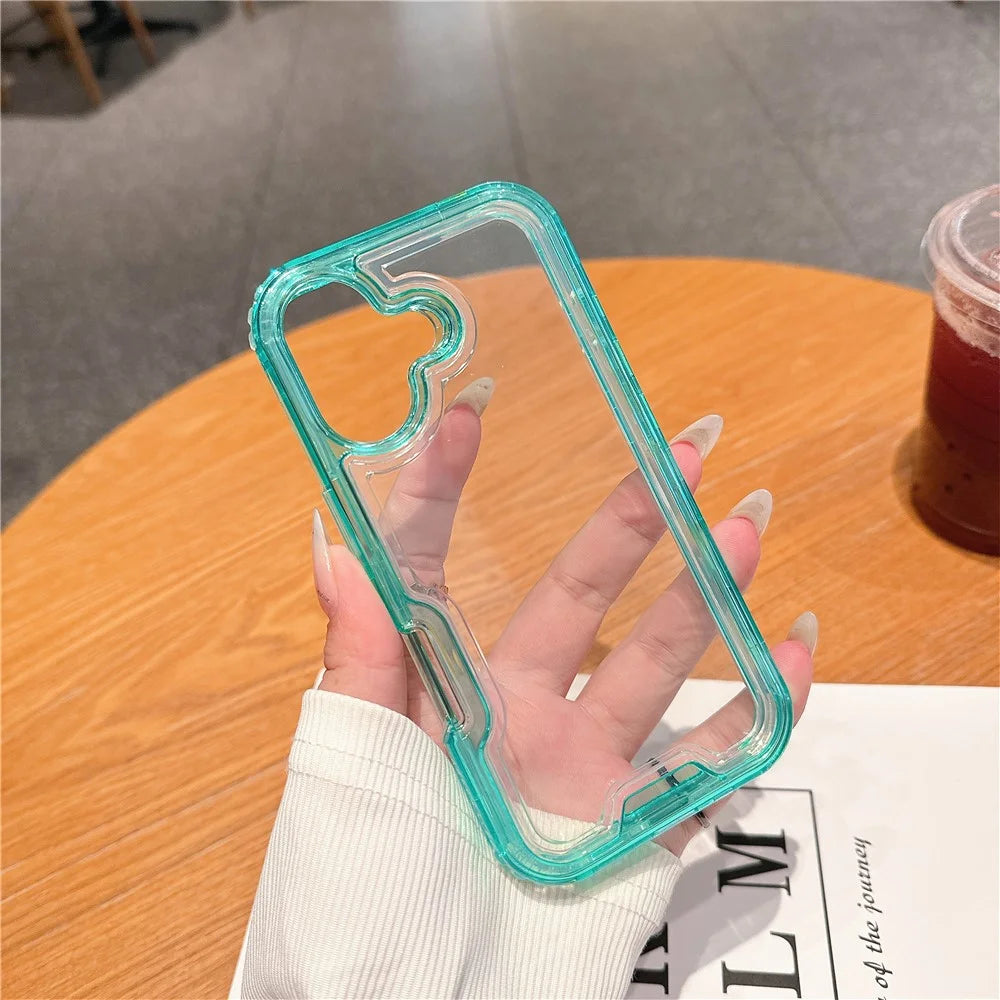 For iPhone 16 Plus Case Detachable 2-in-1 TPU+PC Clear Drop-Proof Phone Cover - Mint Green - 3
