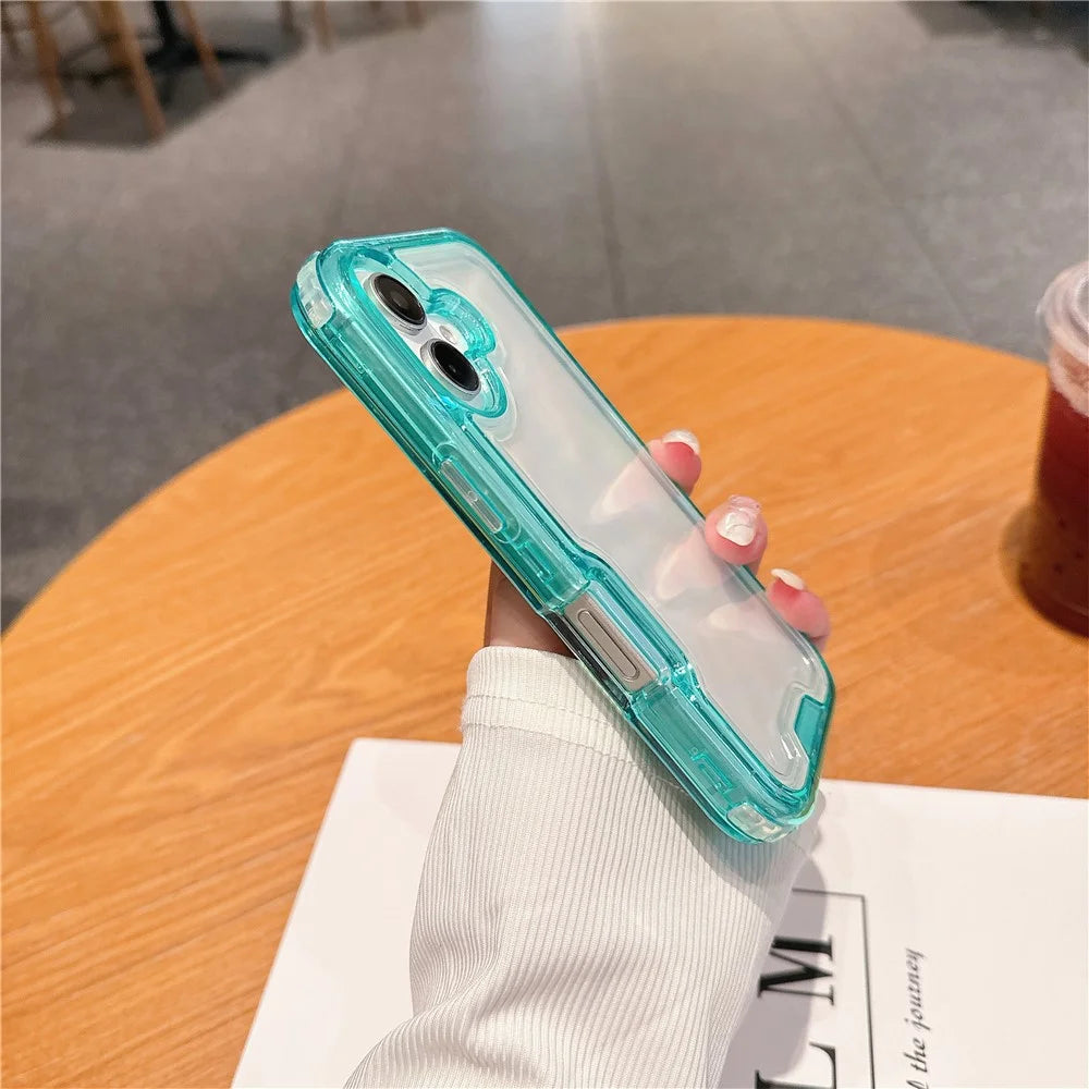 For iPhone 16 Plus Case Detachable 2-in-1 TPU+PC Clear Drop-Proof Phone Cover - Mint Green - 4