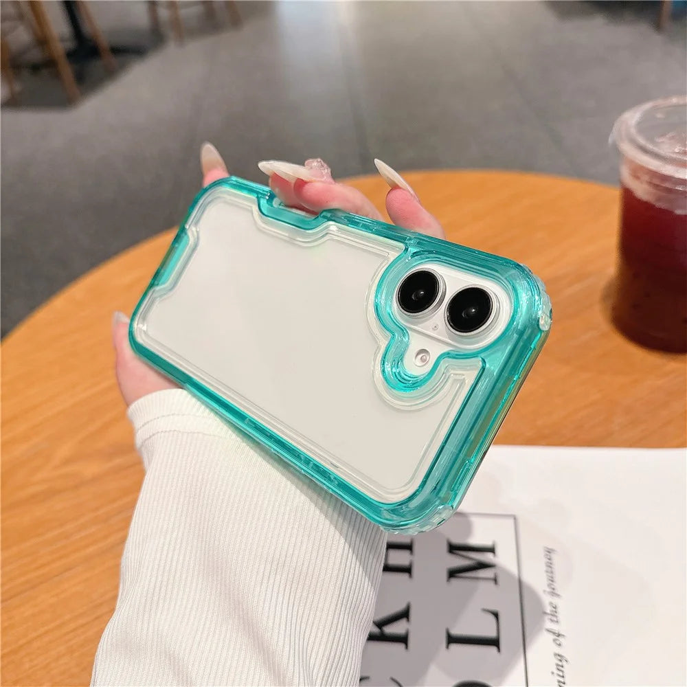 For iPhone 16 Plus Case Detachable 2-in-1 TPU+PC Clear Drop-Proof Phone Cover - Mint Green - 5