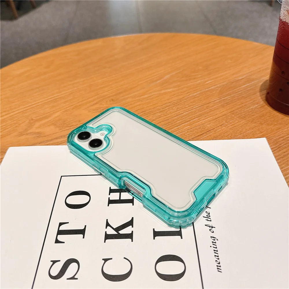 For iPhone 16 Plus Case Detachable 2-in-1 TPU+PC Clear Drop-Proof Phone Cover - Mint Green - 6