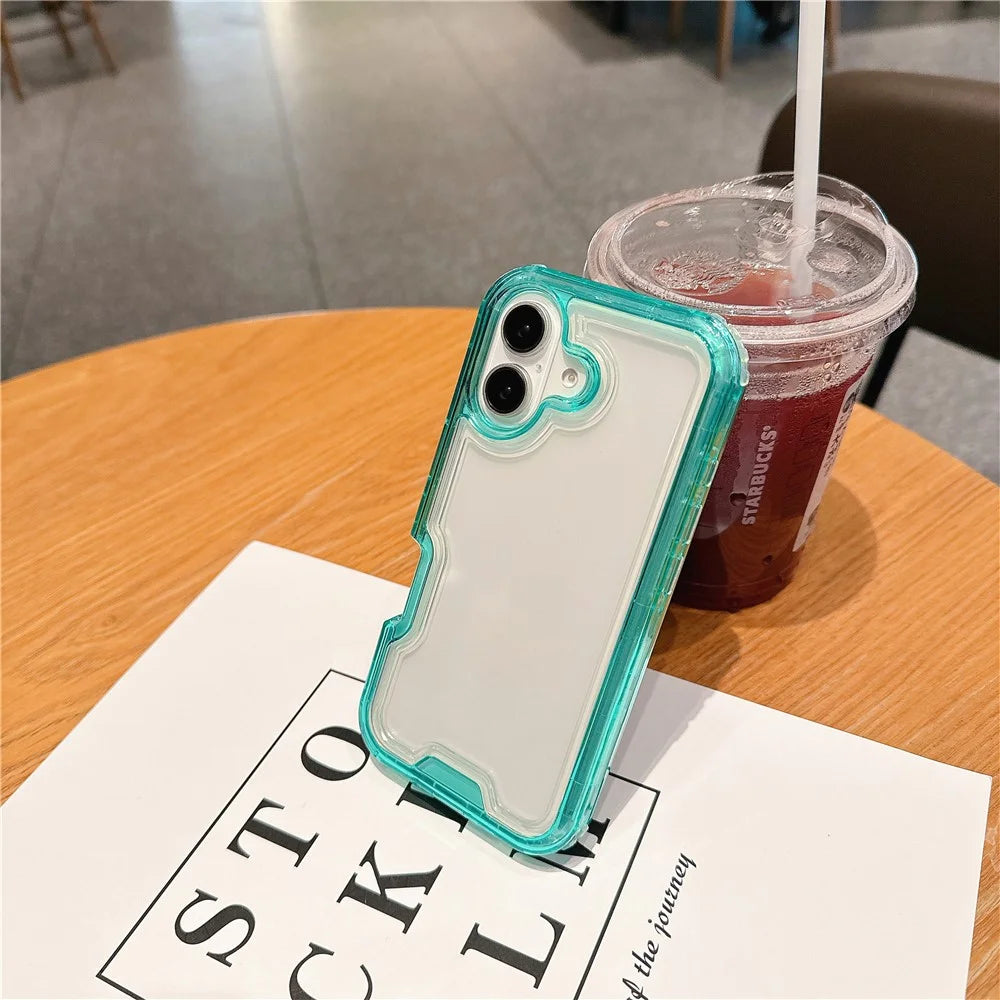 For iPhone 16 Plus Case Detachable 2-in-1 TPU+PC Clear Drop-Proof Phone Cover - Mint Green - 7