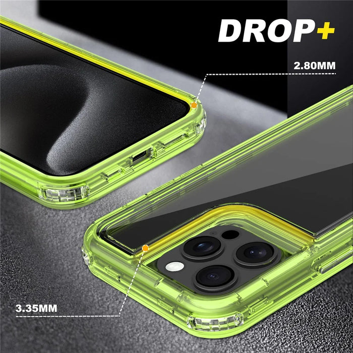 For iPhone 15 Pro Case Detachable 2-in-1 TPU+PC Clear Drop-Proof Phone Cover - Fluorescent Green - 4