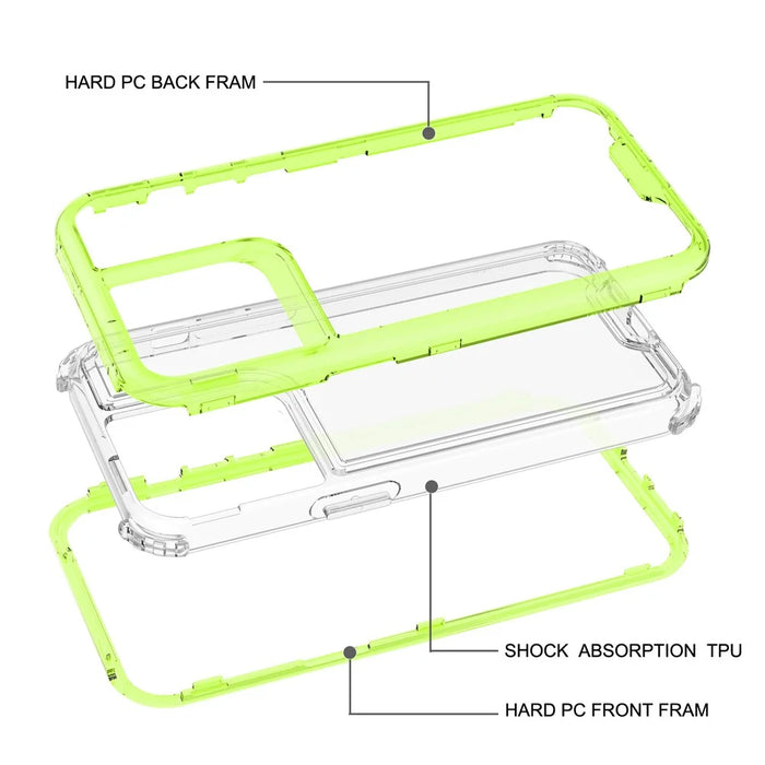 For iPhone 15 Pro Case Detachable 2-in-1 TPU+PC Clear Drop-Proof Phone Cover - Fluorescent Green - 5