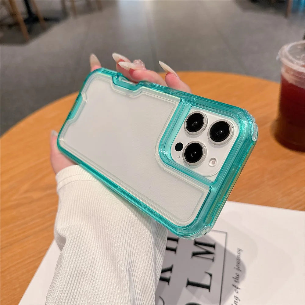 For iPhone 16 Pro Case Detachable 2-in-1 TPU+PC Clear Drop-Proof Phone Cover - Mint Green - 5