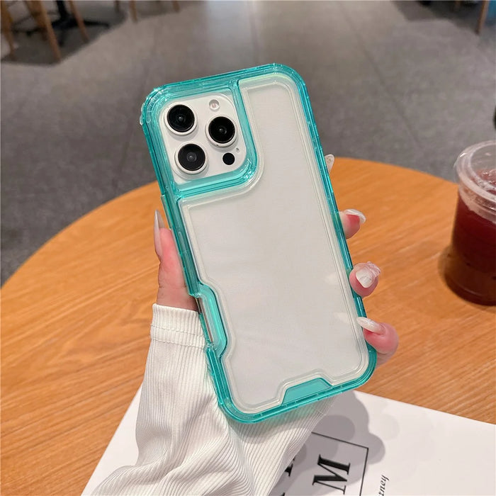 For iPhone 16 Pro Max Case Detachable 2-in-1 TPU+PC Clear Drop-Proof Phone Cover - Mint Green - 1