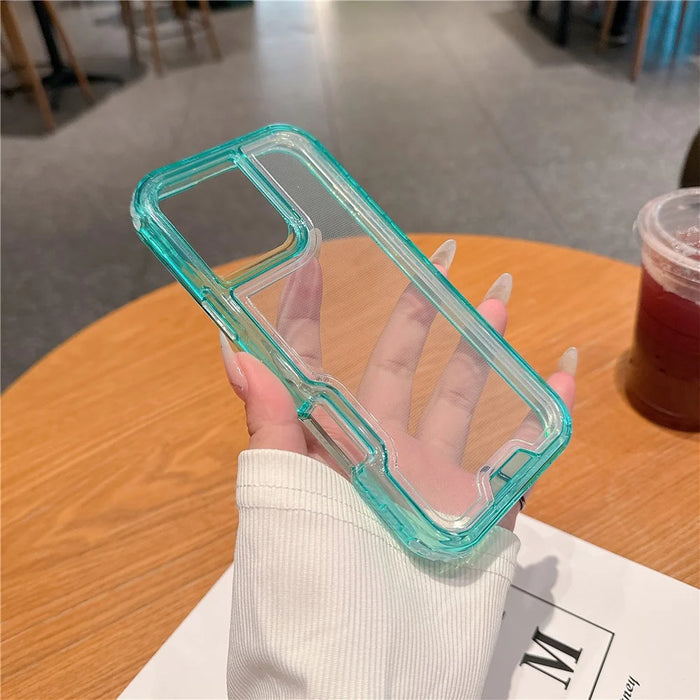 For iPhone 16 Pro Max Case Detachable 2-in-1 TPU+PC Clear Drop-Proof Phone Cover - Mint Green - 2