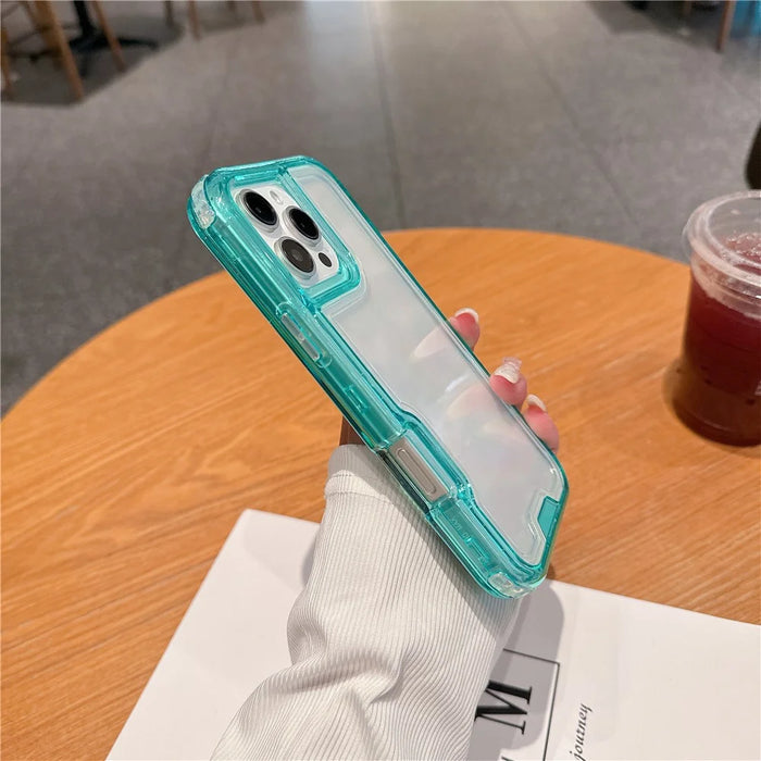 For iPhone 16 Pro Max Case Detachable 2-in-1 TPU+PC Clear Drop-Proof Phone Cover - Mint Green - 4