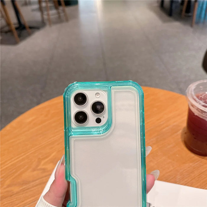 For iPhone 16 Pro Max Case Detachable 2-in-1 TPU+PC Clear Drop-Proof Phone Cover - Mint Green - 7